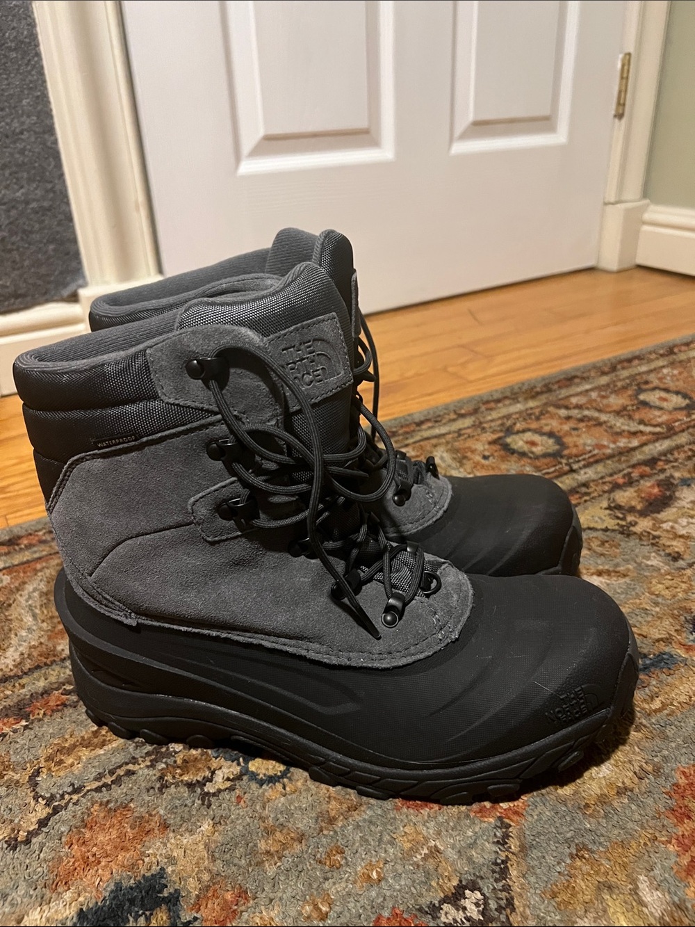 The North Face Gray and Black Insulated Lace-Up Winter Boots